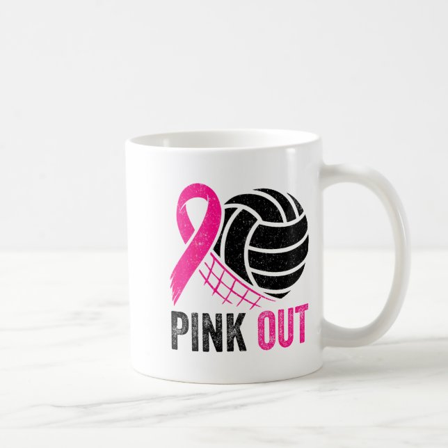 Nk Out Volleyball Breast Cancer Awareness Nk Ribbo Coffee Mug (Right)