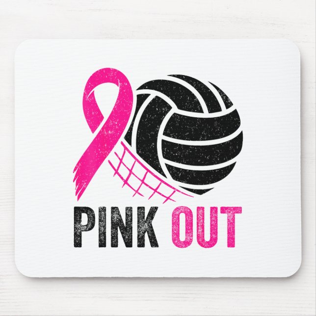 Nk Out Volleyball Breast Cancer Awareness Nk Ribbo Mouse Mat (Front)