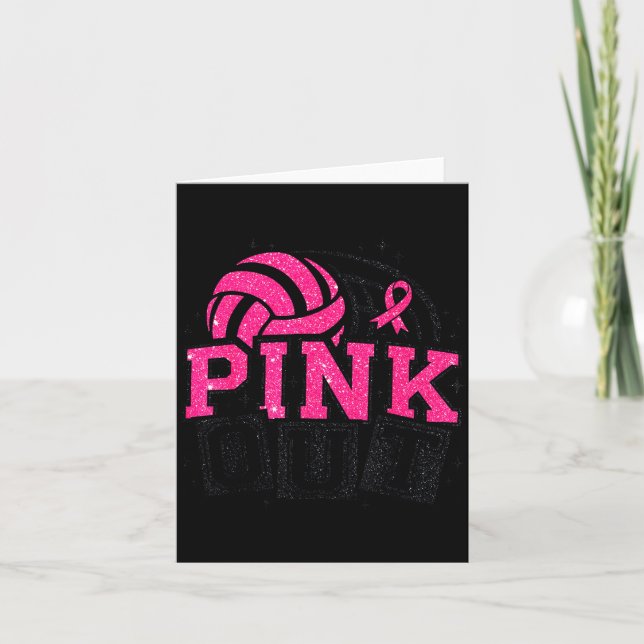 Nk Out Volleyball Breast Cancer Awareness Suprt Ri Card (Front)