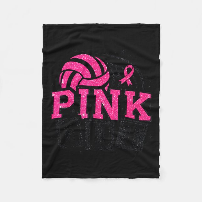 Nk Out Volleyball Breast Cancer Awareness Suprt Ri Fleece Blanket (Front)