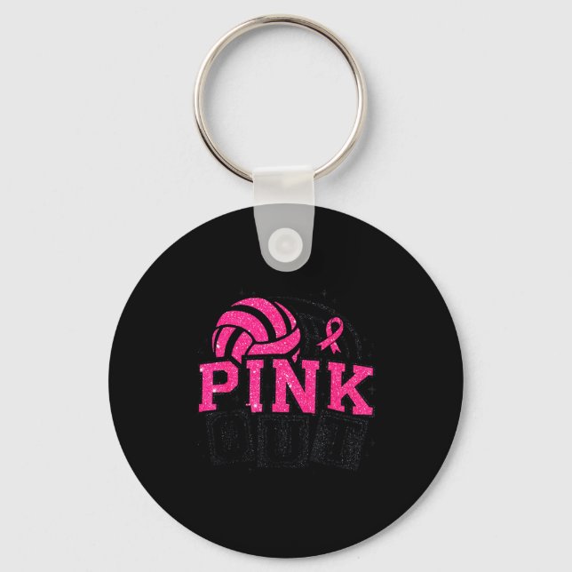 Nk Out Volleyball Breast Cancer Awareness Suprt Ri Key Ring (Front)