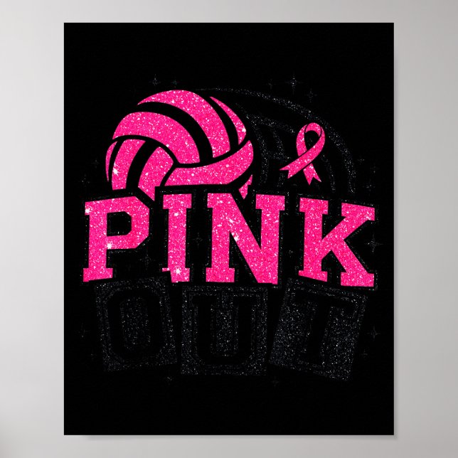 Nk Out Volleyball Breast Cancer Awareness Suprt Ri Poster (Front)