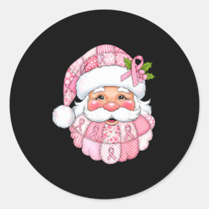 Nk Patchwork Santa Breast Cancer Awareness Christm Classic Round Sticker