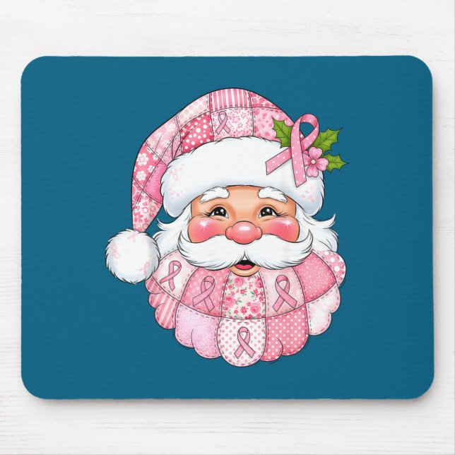 Nk Patchwork Santa Breast Cancer Awareness Christm Mouse Mat (Front)