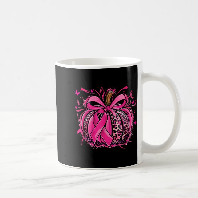 Nk Pumpkin Leopard Coquette Bow Breast Cancer Awar Coffee Mug (Right)