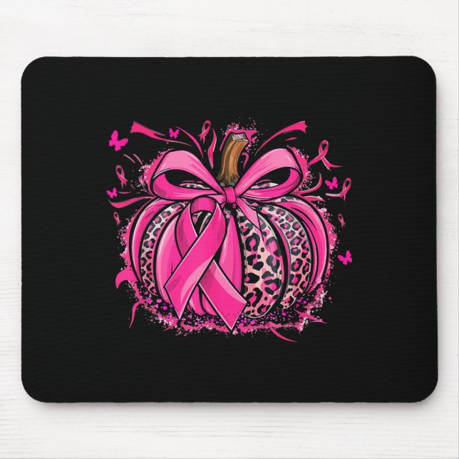 Nk Pumpkin Leopard Coquette Bow Breast Cancer Awar Mouse Mat (Front)