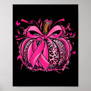 Nk Pumpkin Leopard Coquette Bow Breast Cancer Awar Poster