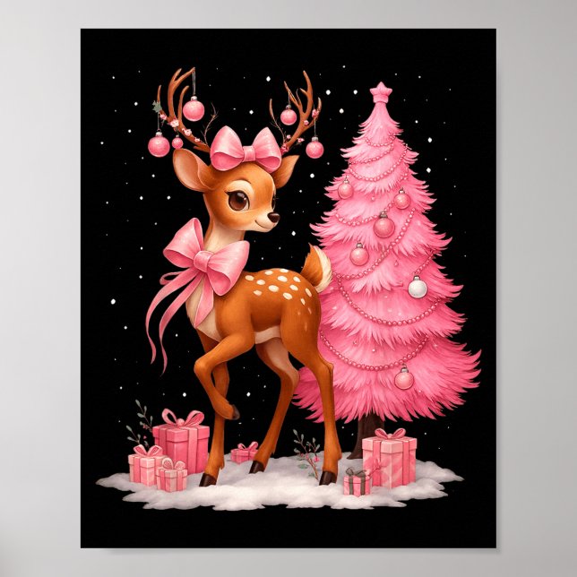 Nk Reindeer Coquette Bow Christmas Tree Pajamas Gi Poster (Front)