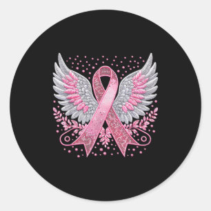 Nk Ribbon Angel Wings Breast Cancer Awareness Wome Classic Round Sticker