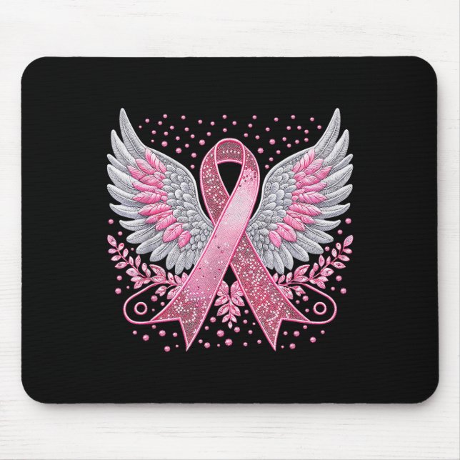 Nk Ribbon Angel Wings Breast Cancer Awareness Wome Mouse Mat (Front)