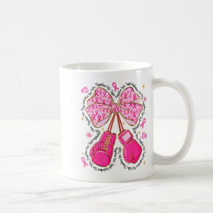 Nk Ribbon Bow Boxing Gloves Breast Cancer Awarenes Coffee Mug