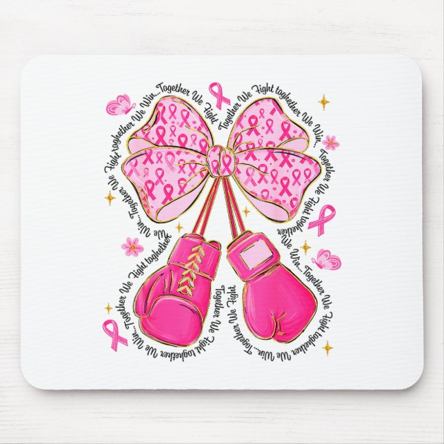 Nk Ribbon Bow Boxing Gloves Breast Cancer Awarenes Mouse Mat (Front)