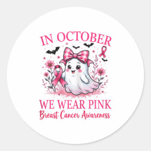 Nk Ribbon Breast Cancer Awareness 2025 Cute Ghost Classic Round Sticker