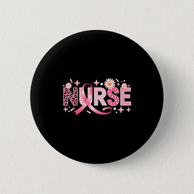 Nk Ribbon Stethoscope Nurse Life Breast Cancer Awa 6 Cm Round Badge (Front)