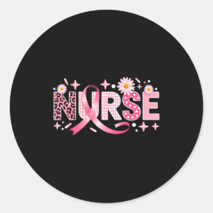 Nk Ribbon Stethoscope Nurse Life Breast Cancer Awa Classic Round Sticker