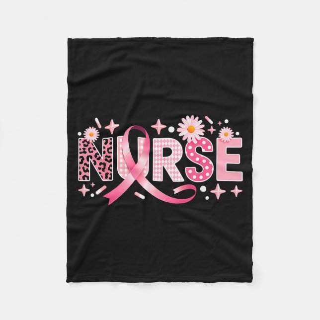 Nk Ribbon Stethoscope Nurse Life Breast Cancer Awa Fleece Blanket (Front)