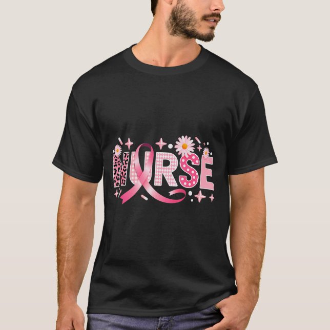 Nk Ribbon Stethoscope Nurse Life Breast Cancer Awa T-Shirt (Front)