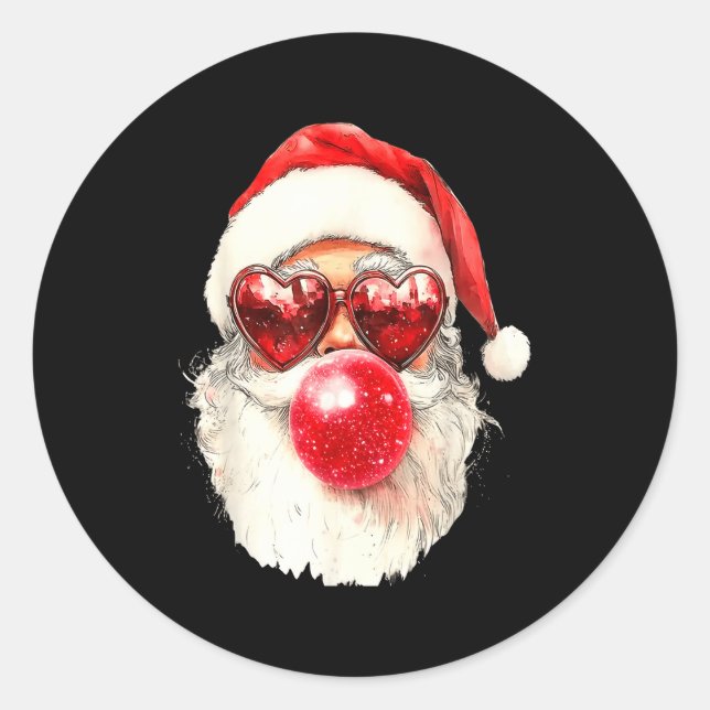 Nk Santa Christmas Bubble Gum Nk Sungles  Classic Round Sticker (Front)