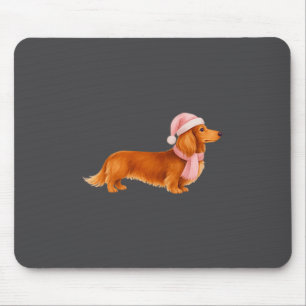 Nk Santa Red Long Haired Dachshund Christmas  Mouse Mat