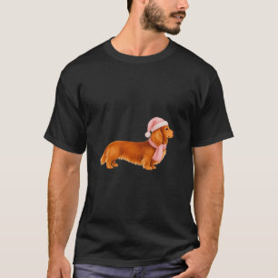 Nk Santa Red Long Haired Dachshund Christmas  T-Shirt
