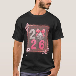 Nk Sparkle Disco Bow 2026 Coquette Happy New Year T-Shirt