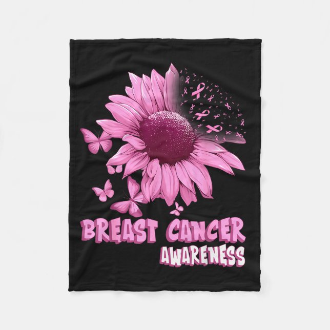 Nk Sunflower Breast Cancer Awareness Ribbon In Oct Fleece Blanket (Front)
