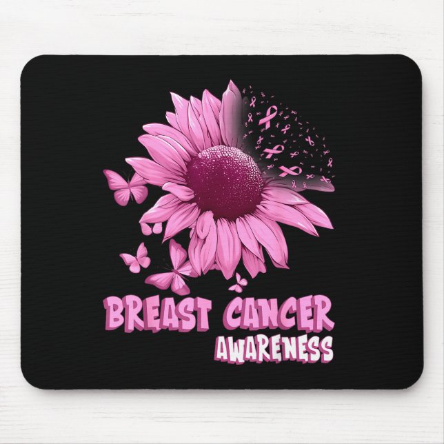 Nk Sunflower Breast Cancer Awareness Ribbon In Oct Mouse Mat (Front)