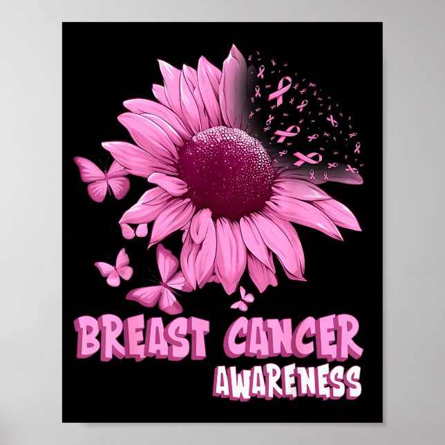 Nk Sunflower Breast Cancer Awareness Ribbon In Oct Poster (Front)