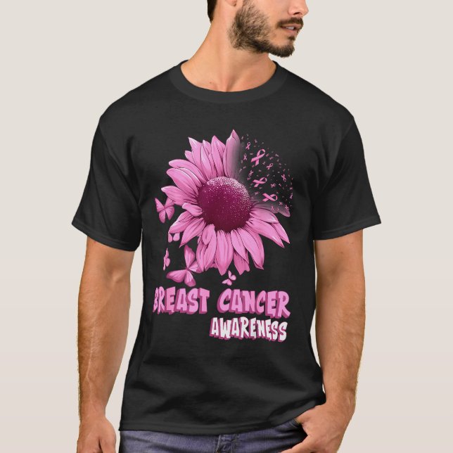 Nk Sunflower Breast Cancer Awareness Ribbon In Oct T-Shirt (Front)