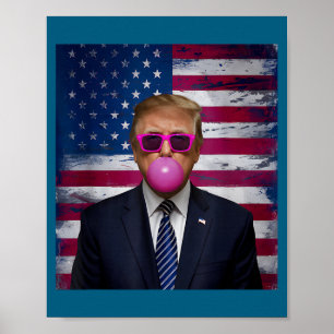 Nk Sungles Trump Bubble Gum 2024 Usa Flag Vintage Poster
