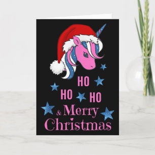 Nk Unicorn Santa Merry Christmas  Card