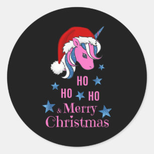 Nk Unicorn Santa Merry Christmas Classic Round Sticker