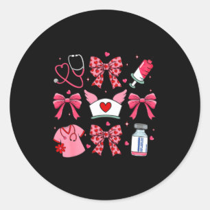 Nk Valentine Nurse Coquette Bow Cuds Favorite  Classic Round Sticker