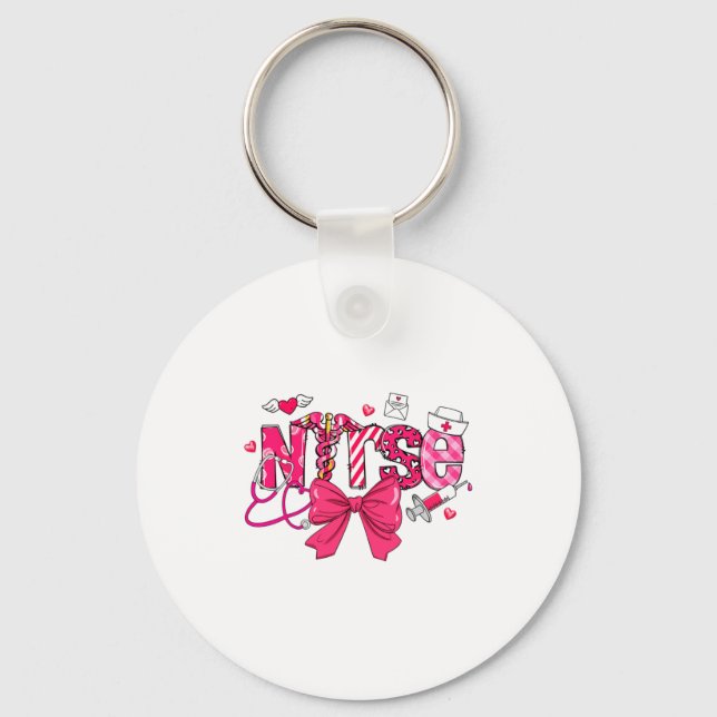 Nk Valentine Nurse Coquette Bow Cuds Favorite  Key Ring (Front)