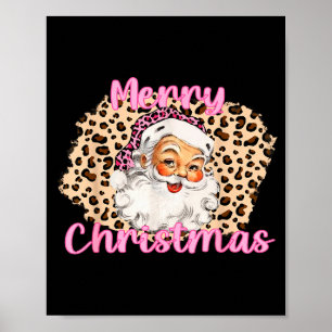 Nk Vintage Santa Claus Merry Christmas Leopard Poster