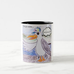 NL sea gull cartoon image of George the Gull Two-Tone Coffee Mug