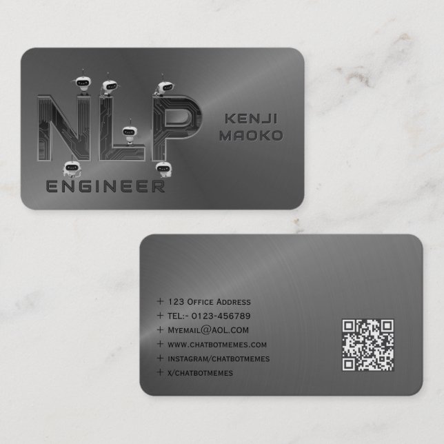 🤖NLP Engineer Chatbot Developer Conversational AI Business Card (Front/Back)