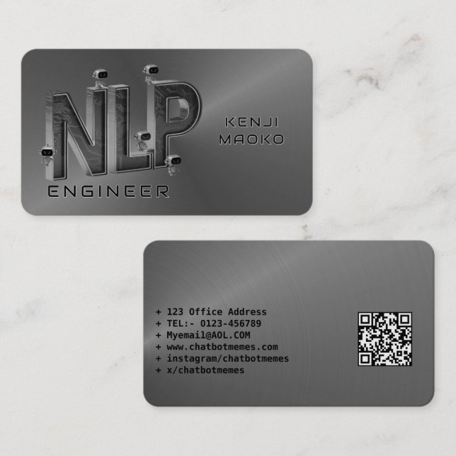 🤖NLP Engineer Chatbot Developer Conversational AI Business Card (Front/Back)