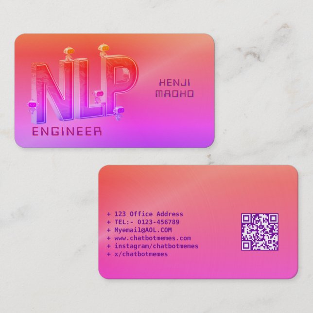 🤖NLP Engineer Chatbot Developer Conversational AI Business Card (Front/Back)