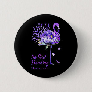 Nn Flamingo Purple Ribbon Fibro Fibromyalgia 6 Cm Round Badge