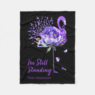 Nn Flamingo Purple Ribbon Fibro Fibromyalgia Fleece Blanket