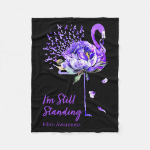 Nn Flamingo Purple Ribbon Fibro Fibromyalgia Fleece Blanket