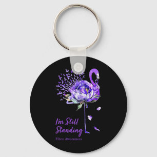 Nn Flamingo Purple Ribbon Fibro Fibromyalgia Key Ring