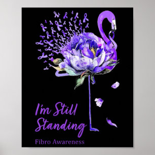 Nn Flamingo Purple Ribbon Fibro Fibromyalgia Poster