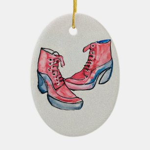 No 01, Hand Drawing Of Funny Shoes Collection Ceramic Tree Decoration