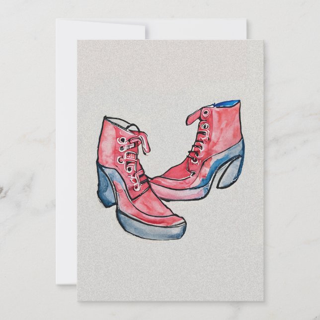 No 01, Hand Drawing Of Funny Shoes Collection Holiday Card (Front)