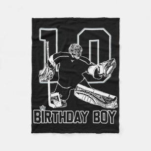 No. 10 Ice Hockey Goalie Happy 10th Birthday Boy Fleece Blanket