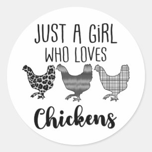 No 1/2, Just A Girl Who Loves Chickens, Funny Classic Round Sticker