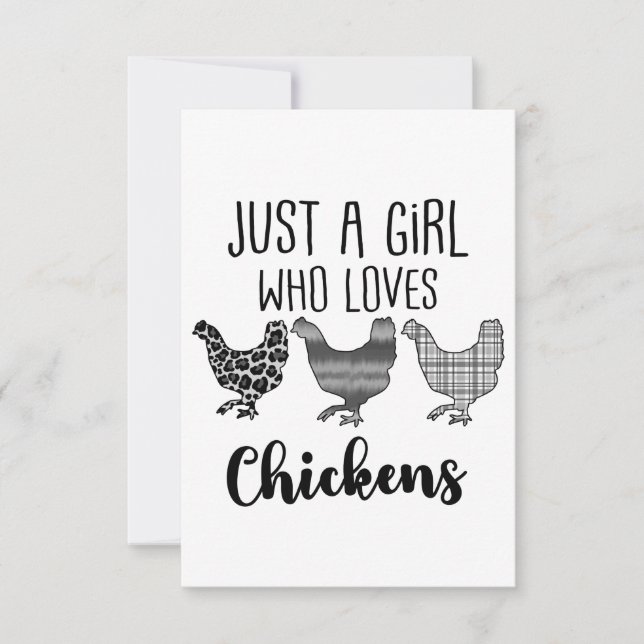 No 1/2, Just A Girl Who Loves Chickens, Funny RSVP Card (Front)