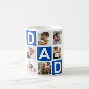 No. 1 Dad 6 Photo Collage Happy Father's Day Blue Coffee Mug
